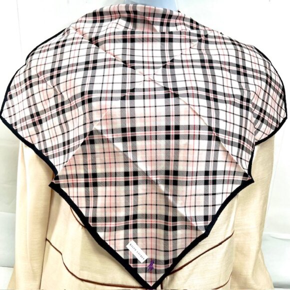 New Tag On Ralph Lauren MiniScarf/Handkerf Cotton/Silk 20" Pink Gray Black Check - Picture 3 of 8